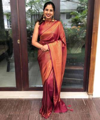  maroon resham thread pure art silk blend multicolor saree with unstitched blouse 1
