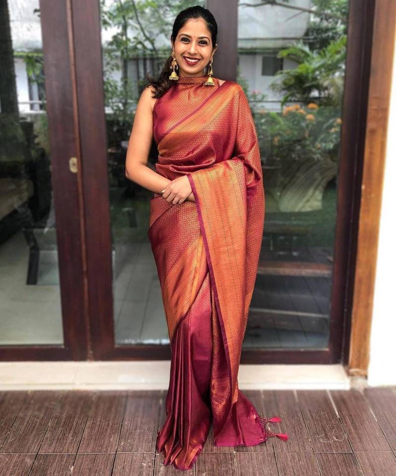 latest maroon resham thread pure art silk blend multicolor saree with unstitched blouse