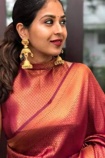  maroon resham thread pure art silk blend multicolor saree with unstitched blouse