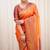 latest orange jacquard art silk blend light weight saree with unstitched blouse