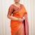 latest orange jacquard art silk blend light weight saree with unstitched blouse