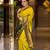 celebrity type dark yellow resham thread pure art silk blend multicolor saree with unstitched blouse