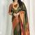 embellished dark green  self design silk cotton bollywood saree with unstitched blouse