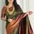 embellished dark green  self design silk cotton bollywood saree with unstitched blouse