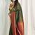 embellished dark green  self design silk cotton bollywood saree with unstitched blouse