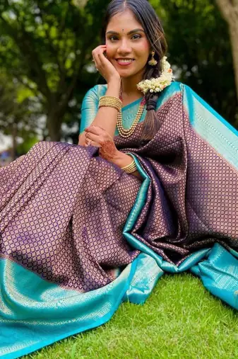  aqua blue woven pure art silk gift saree with unstitched blouse