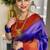 traditional blue jacquard art silk fancy saree with unstitched blouse