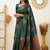 traditional jacquard dark green self design art silk all seasons saree with unstitched blouse