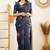designer navy blue banarasi art art silk jacquard saree with unstitched blouse