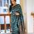 pure teal  self design cotton silk kerala saree with unstitched blouse