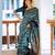 pure teal  self design cotton silk kerala saree with unstitched blouse