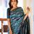 pure teal  self design cotton silk kerala saree with unstitched blouse