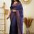latest navy blue resham thread silk cotton bollywood saree with unstitched blouse