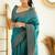 latest sea green  self design pure art silk gift saree with unstitched blouse