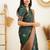 floral green woven cotton silk kerala saree with unstitched blouse