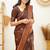 embellished brown jacquard art silk blend light weight saree with unstitched blouse