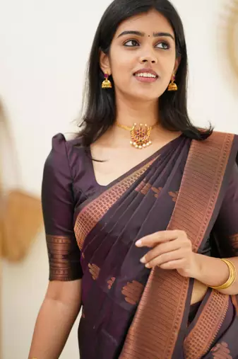  purple banarasi art silk all seasons saree with unstitched blouse