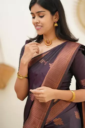  purple banarasi art silk all seasons saree with unstitched blouse