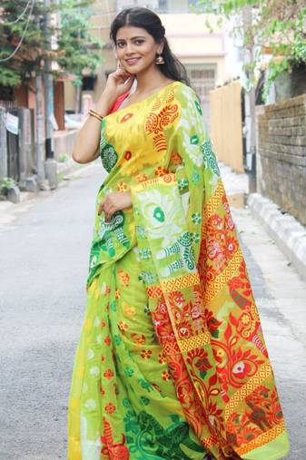 new collection light green jacquard art art silk fancy saree without blouse
