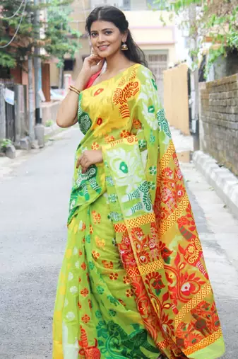 new collection light green jacquard art art silk fancy saree without blouse