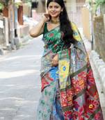 traditional jacquard grey resham thread cotton silk kerala saree without blouse