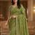 Olive Color Sequence Embroidery Work With Cut Work Border Silk Saree