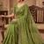 Olive Color Sequence Embroidery Work With Cut Work Border Silk Saree