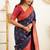 light weight navy blue resham thread pure art silk gift saree with unstitched blouse