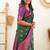 fashionable green banarasi art silk jacquard saree with unstitched blouse
