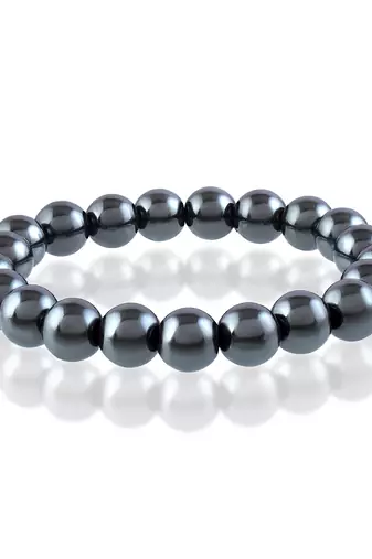 Gun metal round bead bracelet