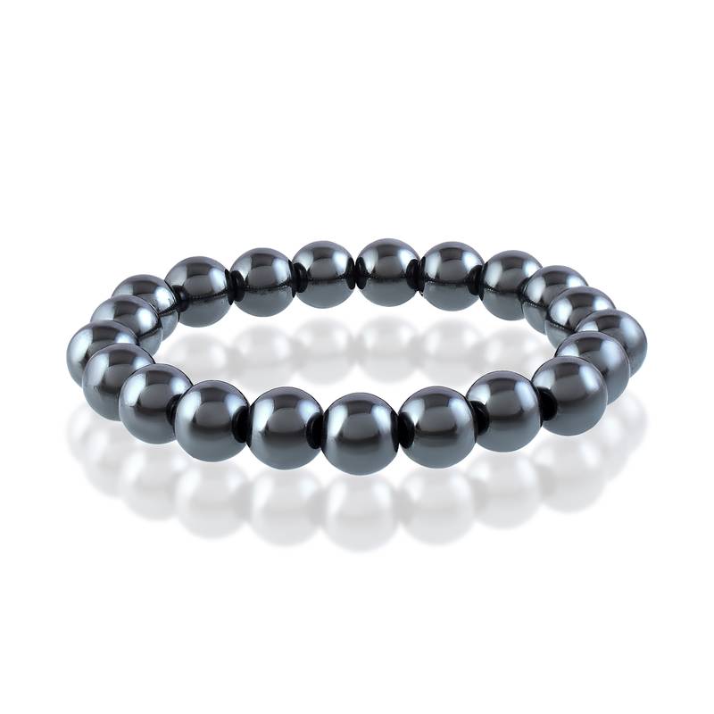 Gun metal round bead bracelet