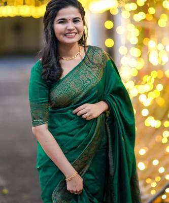 soft green woven pure art silk blend multicolor saree with unstitched blouse 2