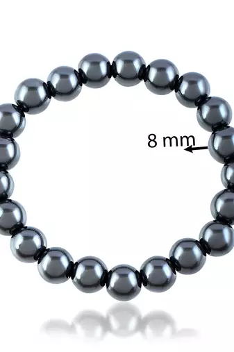 Gun metal round bead bracelet