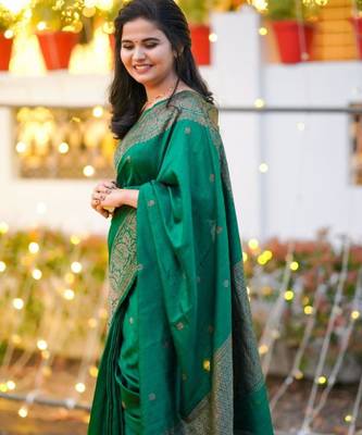 soft green woven pure art silk blend multicolor saree with unstitched blouse 3