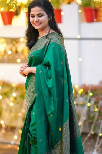 soft green woven pure art silk blend multicolor saree with unstitched blouse