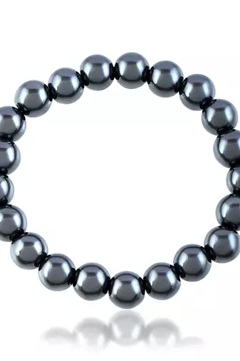 Gun metal round bead bracelet