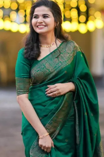 soft green woven pure art silk blend multicolor saree with unstitched blouse