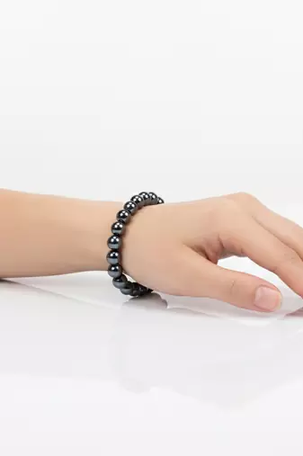 Gun metal round bead bracelet
