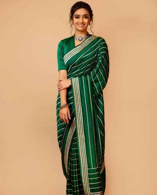  green jacquard art silk all seasons saree with unstitched blouse 1