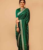 latest green jacquard art silk all seasons saree with unstitched blouse