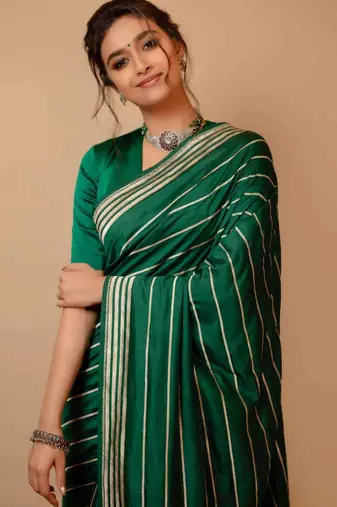  green jacquard art silk all seasons saree with unstitched blouse
