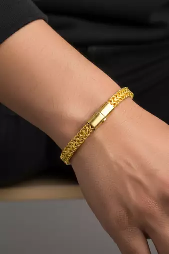 Brass micron gold thick heavy bracelet for men