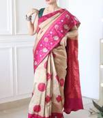 latest chiku resham thread pure art silk gift saree with unstitched blouse