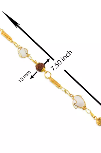 Rudraksh mach mani gold plated brass bead spiritual hindu bracelet
