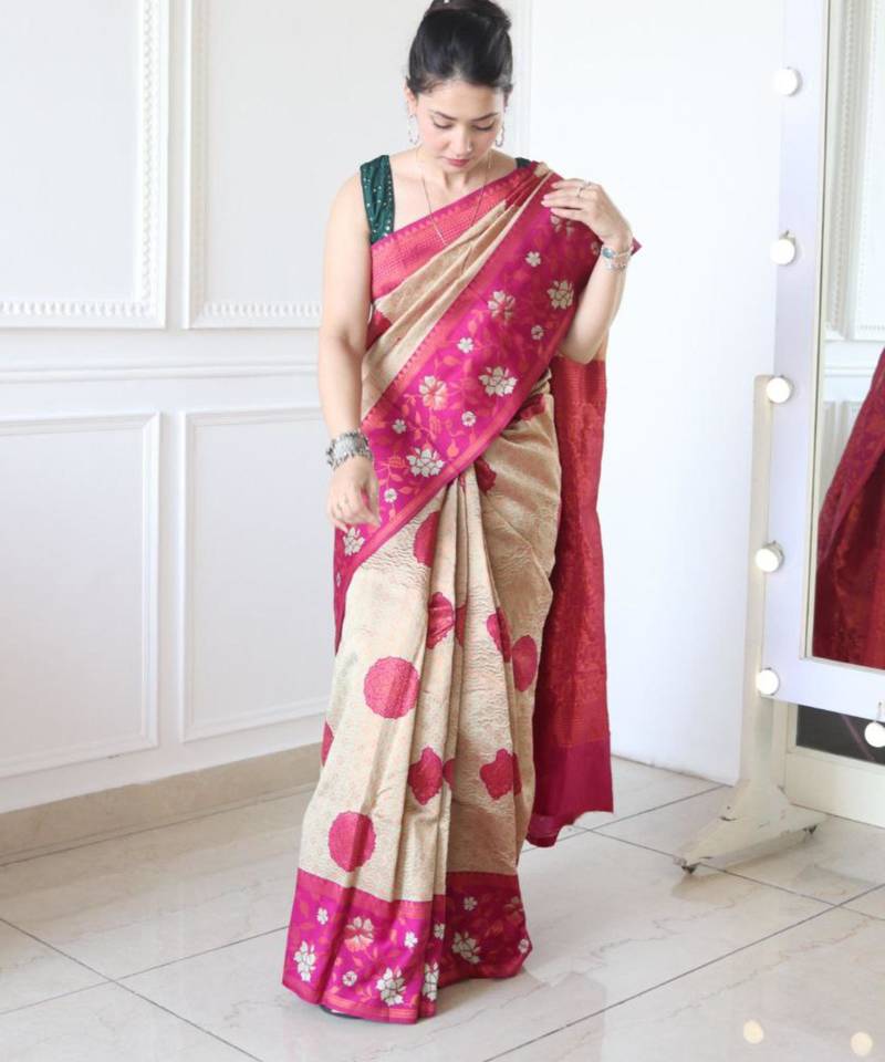 latest chiku resham thread pure art silk gift saree with unstitched blouse