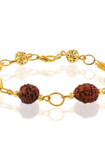 Rudraksh with brass gold bead bracelet