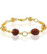Rudraksh with brass gold bead bracelet