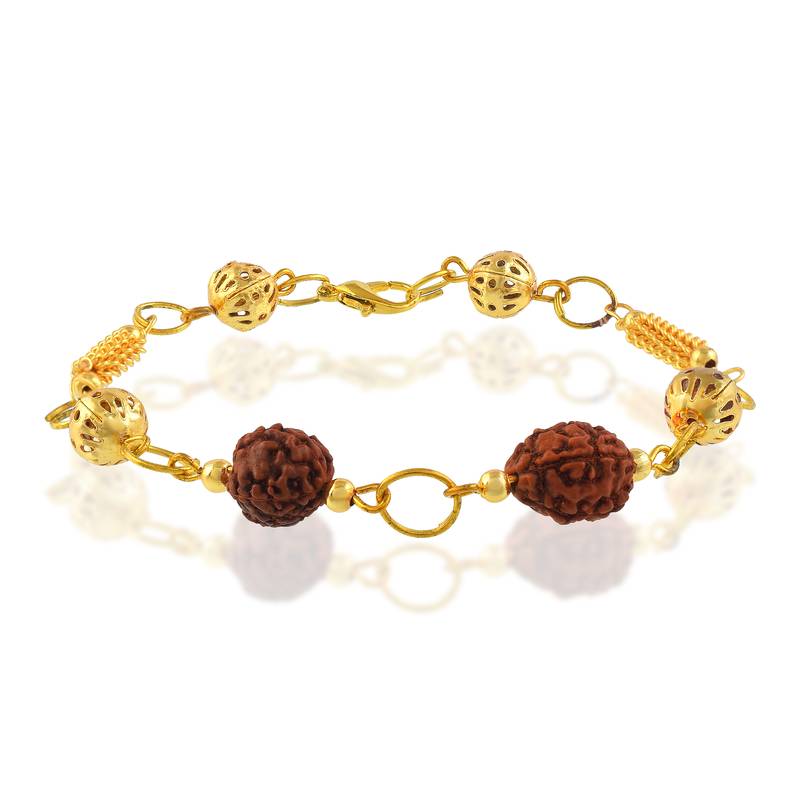 Rudraksh with brass gold bead bracelet