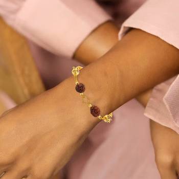 Rudraksh with brass gold bead bracelet 3