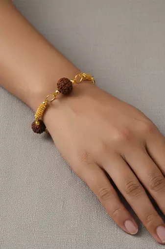 Gold plated rudraksh hindu spiritual bracelet